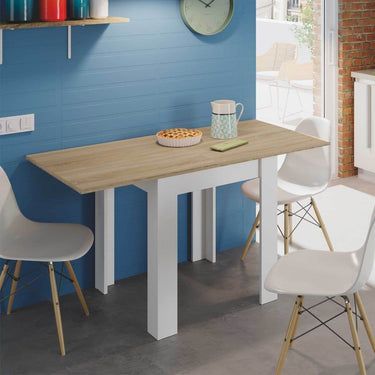 Riccardo White and Light Oak Effect Small Extending Dining Table for Compact Spaces - UK Luxury Furniture
